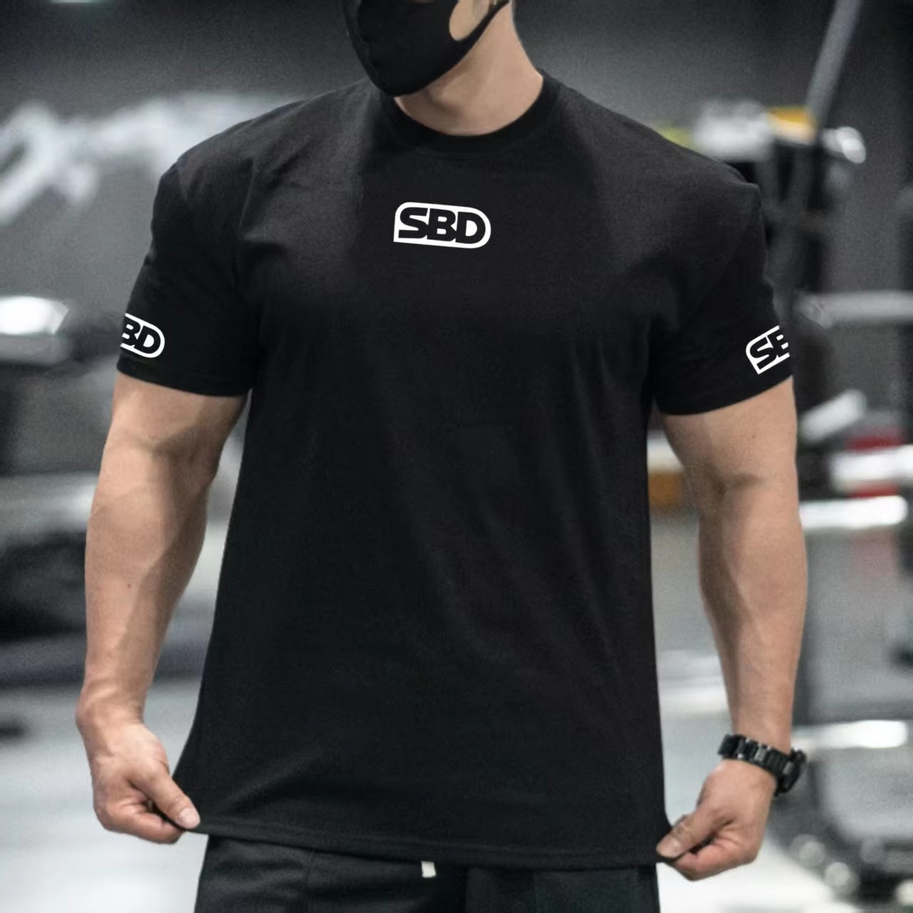 SBD 파워리프팅 트레이닝용 검은색 티셔츠, 빨간색 로 - Streetwear Brand Red Logo 리뷰 및 가격