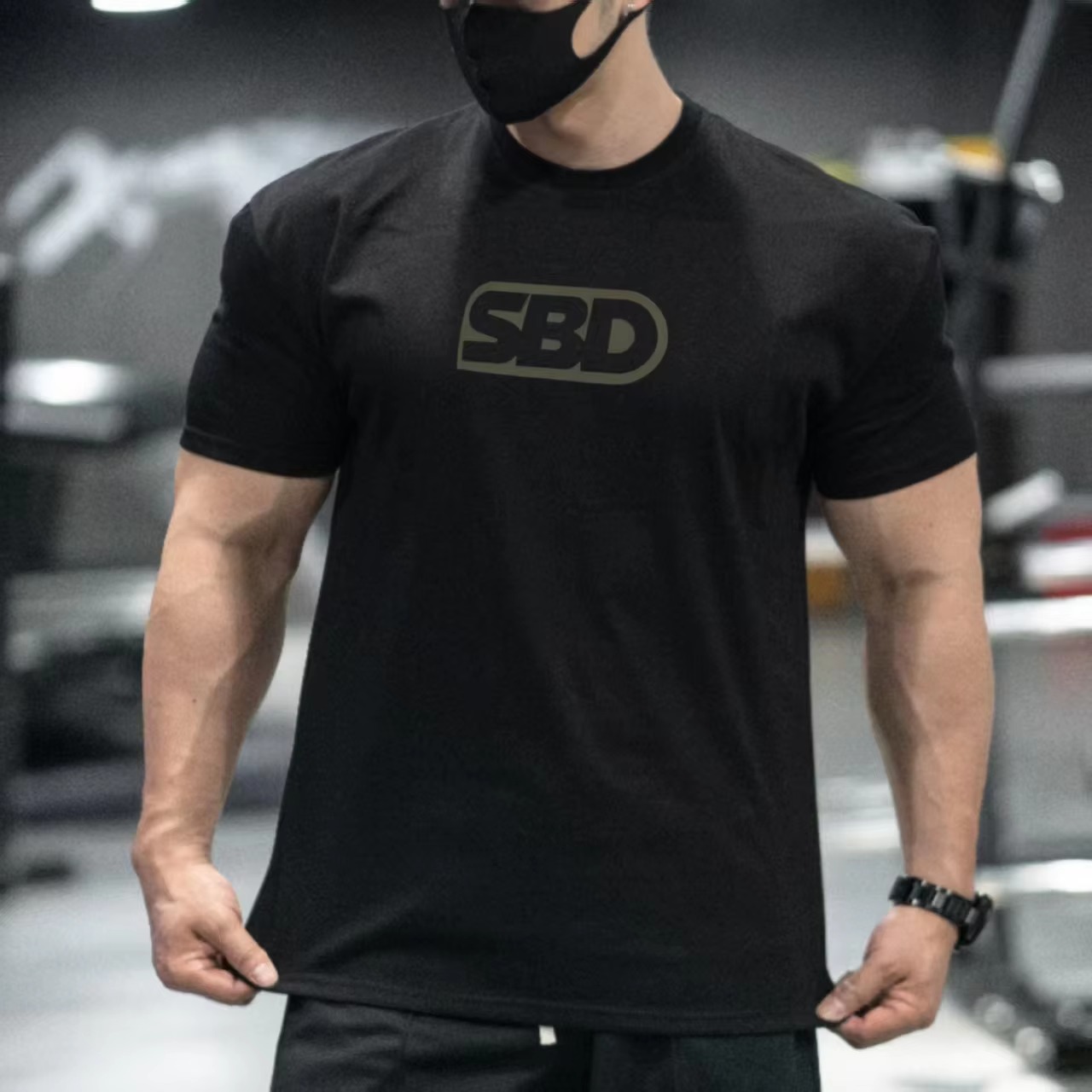 SBD 파워리프팅 트레이닝용 검은색 티셔츠, 빨간색 로 - Streetwear Brand Red Logo 리뷰 및 가격