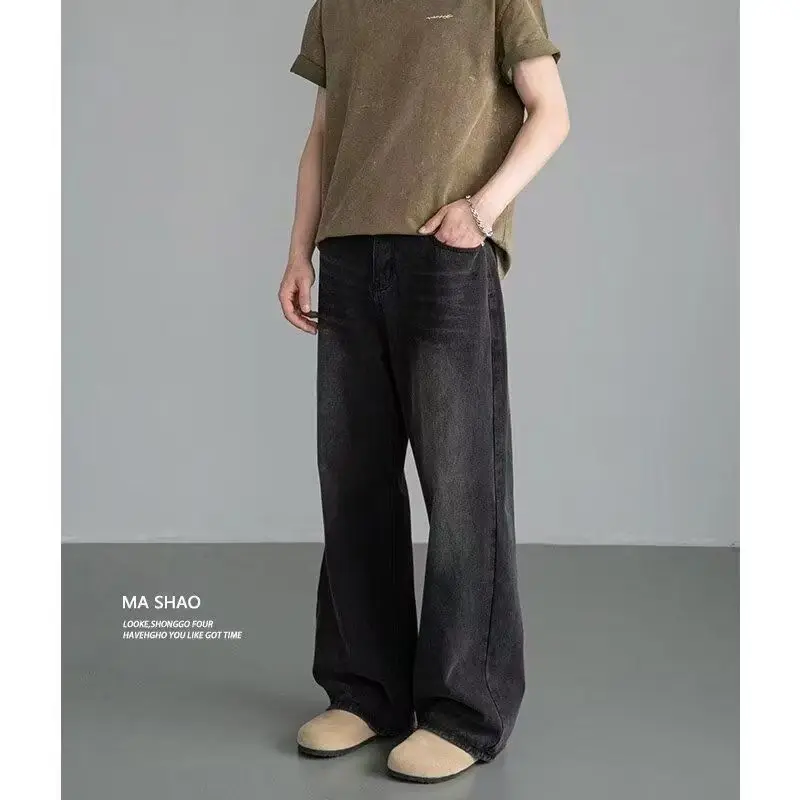 한국 스타일 남성용 와이드 레그 청바지, 2025년 가 - Streetwear Brand Denim 리뷰 및 가격